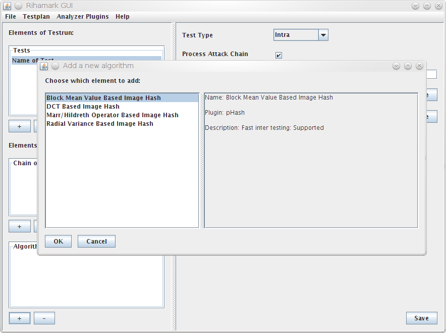 Adding a new algorithm to the test plan